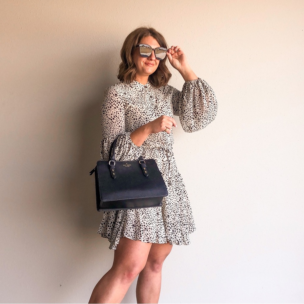 Spotted Balloon Sleeve Mini Dress
